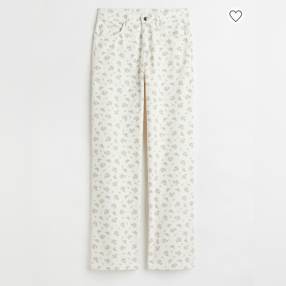 H&M Floral High Waisted Twill Pants